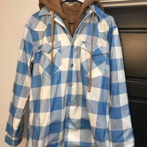 Men’s flannel quilt lined jacket with hood